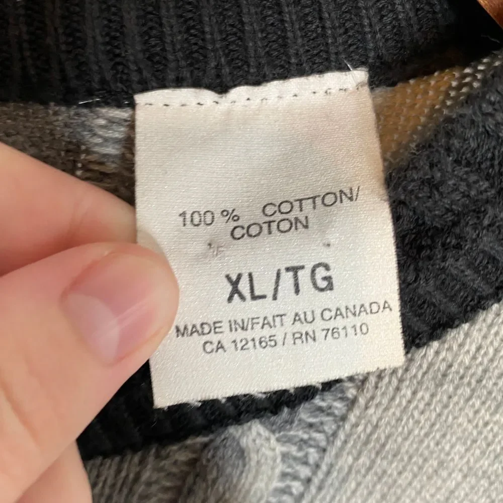 VTG 90s Bachrach Mens Color Block‎ Crew Neck Sweater XL Black Gray Retro Hipster